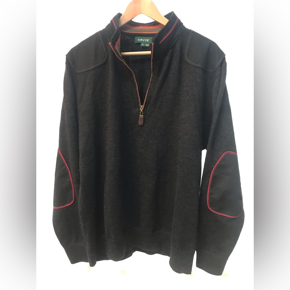 Vintage Orvis Mens Size L Merino Wool 1/4 Zip Sweater